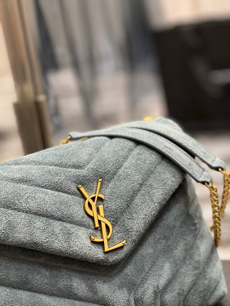 YSL 494699 Saint Laurent Small Loulou in Matelasse Y Leather Bag Blue