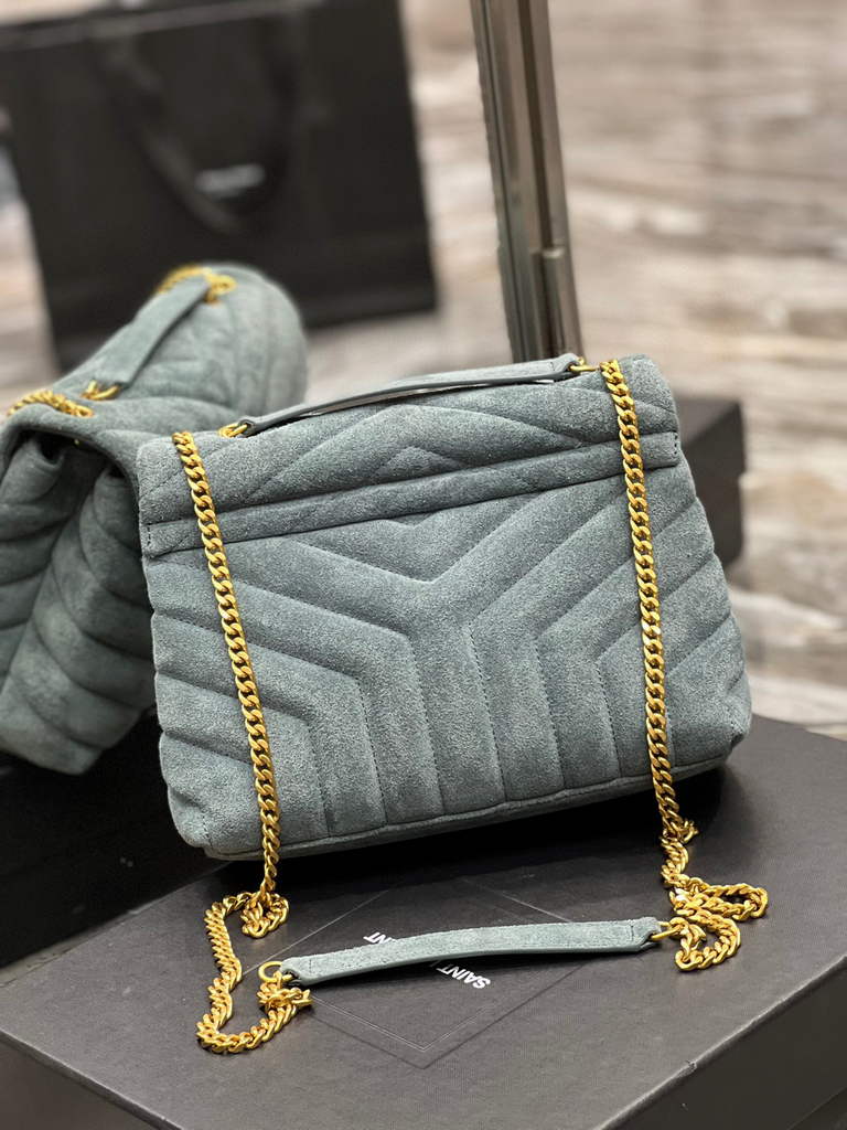 YSL 494699 Saint Laurent Small Loulou in Matelasse Y Leather Bag Blue