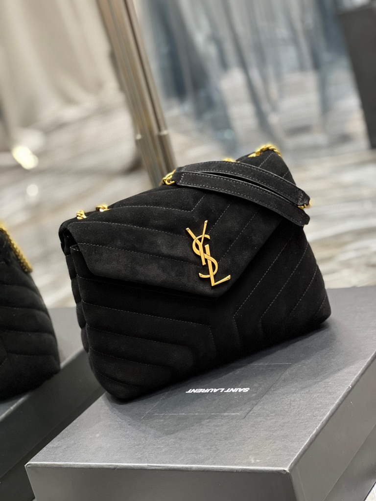 YSL 494699 Saint Laurent Small Loulou in Matelasse Y Leather Bag Black - Default Title - View 1