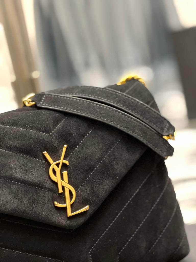 YSL 494699 Saint Laurent Small Loulou in Matelasse Y Leather Bag Black