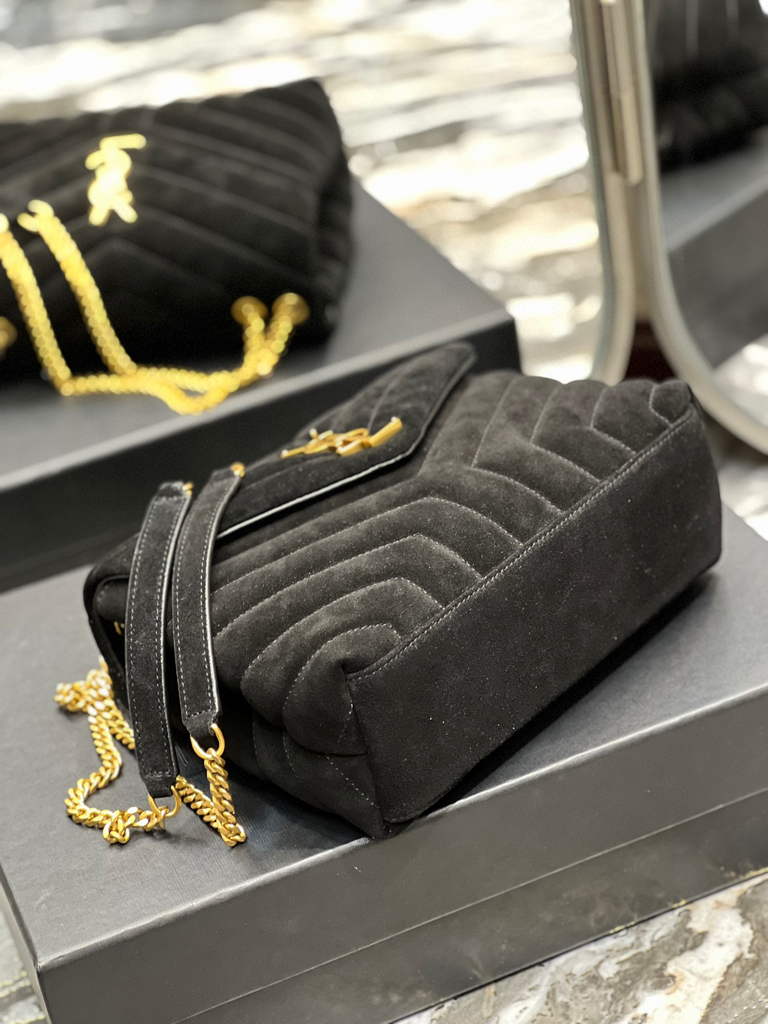 YSL 494699 Saint Laurent Small Loulou in Matelasse Y Leather Bag Black