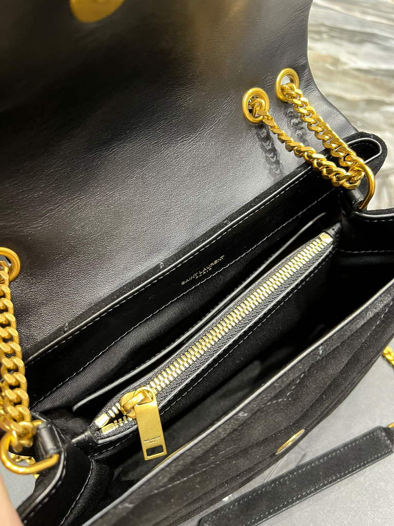 YSL 494699 Saint Laurent Small Loulou in Matelasse Y Leather Bag Black