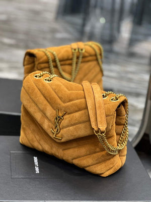 YSL 494699 Saint Laurent Small Loulou in Y-Quilted Suede Brown - Default Title - View 2