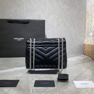 YSL 494699 Saint Laurent Small Loulou in Matelasse Y Leather Bag Black Silvery - Default Title - View 6