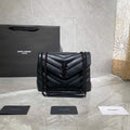 YSL 494699 Saint Laurent Small Loulou in Matelasse Y Leather Bag Black Hardward Black - Default Title - View 1