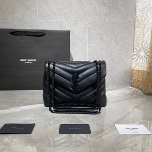 YSL 494699 Saint Laurent Small Loulou in Matelasse Y Leather Bag Black Hardward Black - Default Title - View 1