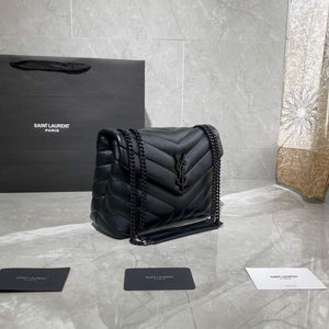 YSL 494699 Saint Laurent Small Loulou in Matelasse Y Leather Bag Black Hardward Black - Default Title - View 2