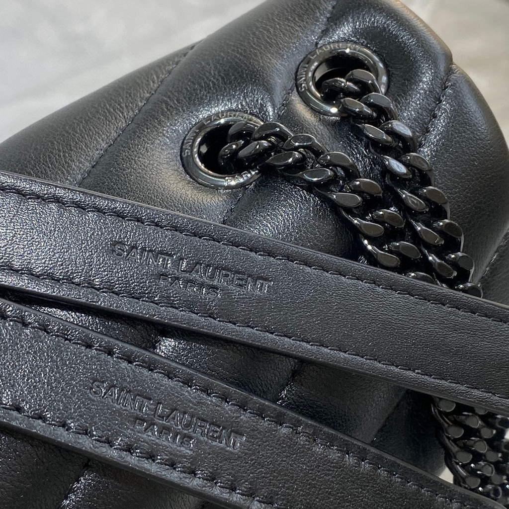 YSL 494699 Saint Laurent Small Loulou in Matelasse Y Leather Bag Black Hardward Black