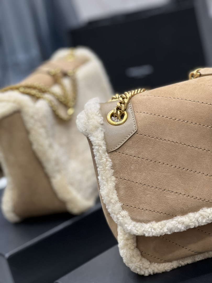 YSL 498894 Yves Saint Laurent Niki Medium In Vintage Lambskin suede Camel