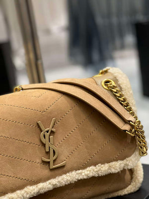 YSL 498894 Yves Saint Laurent Niki Medium In Vintage Lambskin suede Camel - Default Title - View 4