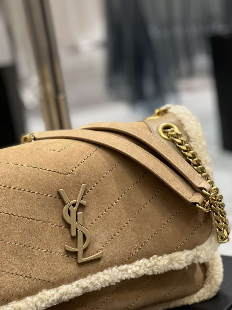 YSL 498894 Yves Saint Laurent Niki Medium In Vintage Lambskin suede Camel