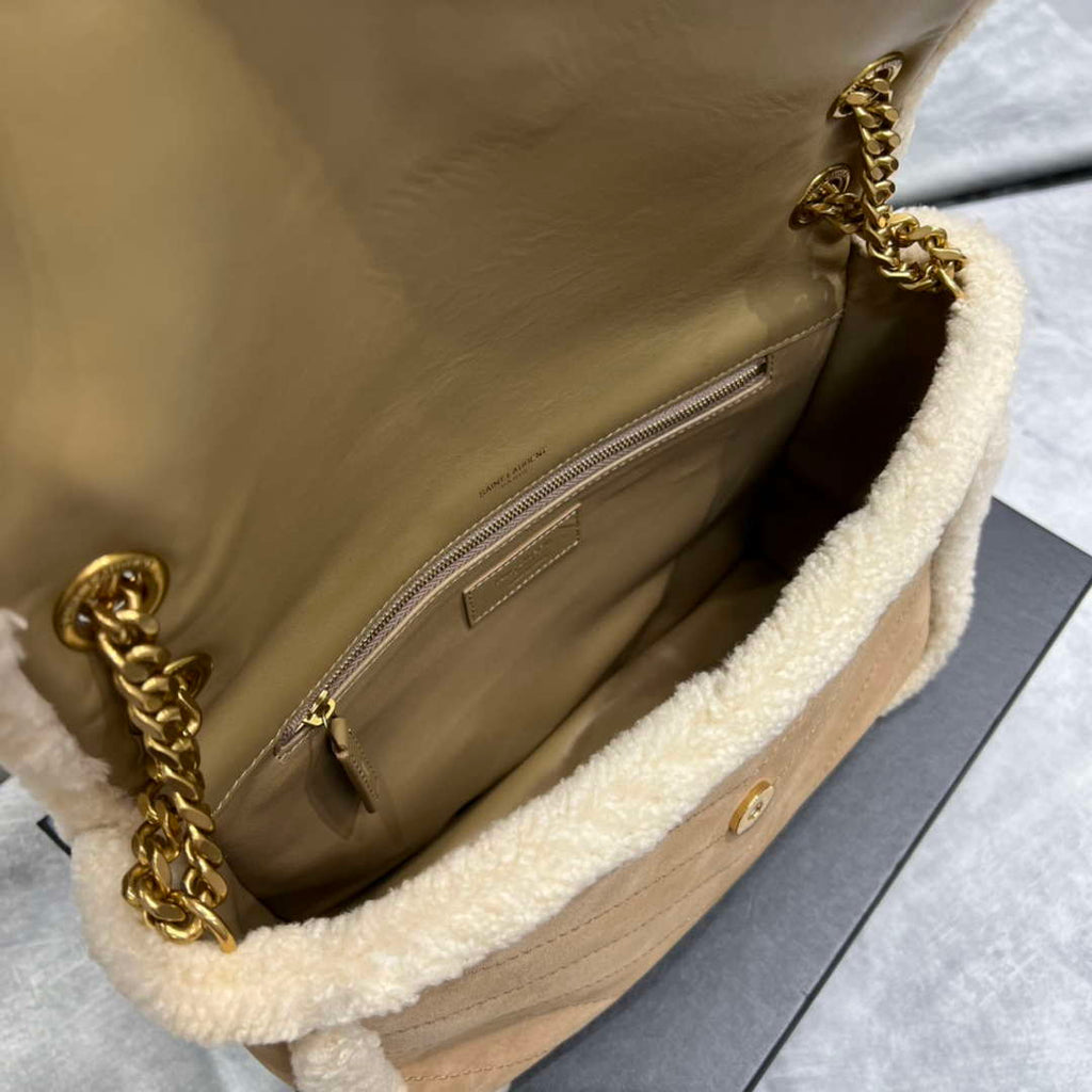 YSL 498894 Yves Saint Laurent Niki Medium In Vintage Lambskin suede Camel