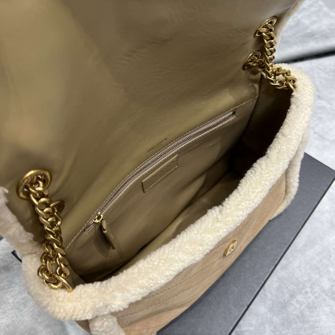YSL 498894 Yves Saint Laurent Niki Medium In Vintage Lambskin suede Camel