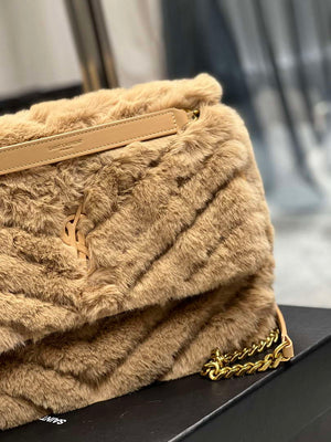 YSL 498894 Yves Saint Laurent Niki Medium In Vintage rabbit fur Leather Camel - Default Title - View 4