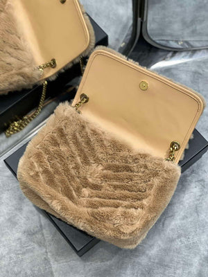 YSL 498894 Yves Saint Laurent Niki Medium In Vintage rabbit fur Leather Camel - Default Title - View 8