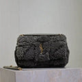 YSL 515820 Saint Laurent Shearling Small Jamie Bag Dark Green