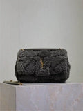 YSL 515820 Saint Laurent Shearling Small Jamie Bag Dark Green