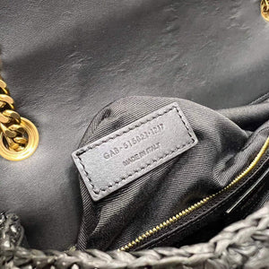 YSL 515821 Jamie Leather-Trimmed Raffia Shoulder Bag Black - Default Title - View 17