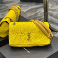YSL 515821 Jamie Leather-Trimmed Raffia Shoulder Bag Yellow - Default Title - View 1