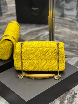 YSL 515821 Jamie Leather-Trimmed Raffia Shoulder Bag Yellow - Default Title - View 6