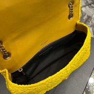 YSL 515821 Jamie Leather-Trimmed Raffia Shoulder Bag Yellow - Default Title - View 9