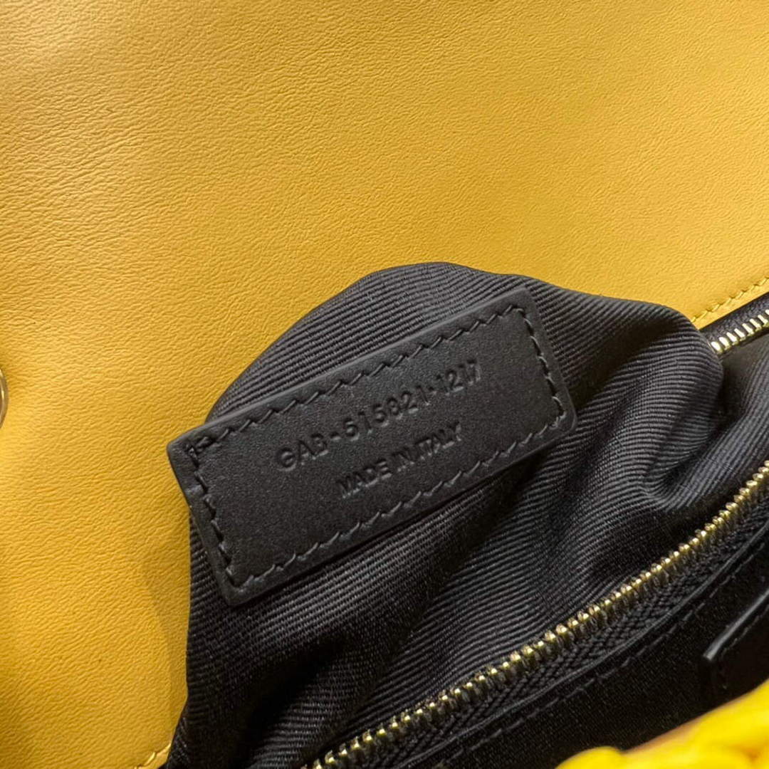 YSL 515821 Jamie Leather-Trimmed Raffia Shoulder Bag Yellow
