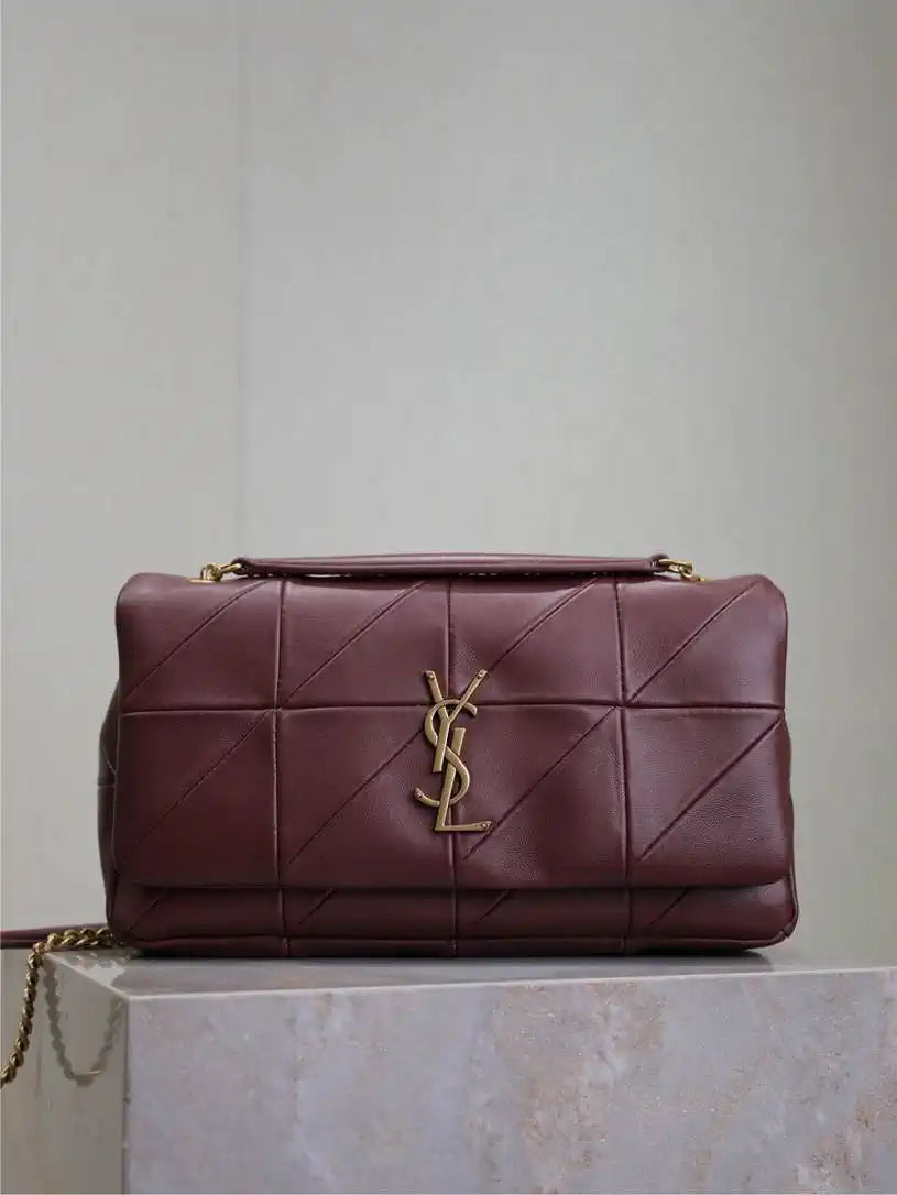 YSL 515821 Saint Laurent Lambskin Medium Jamie Bag wine Red