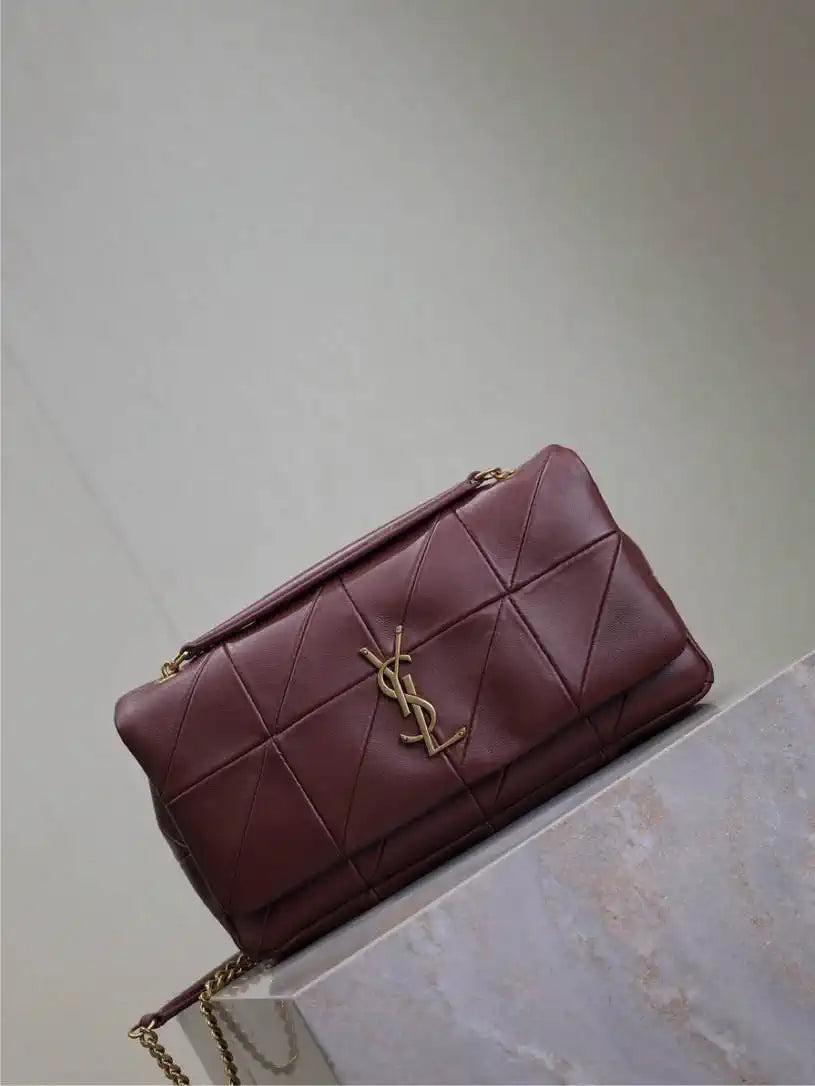 YSL 515821 Saint Laurent Lambskin Medium Jamie Bag wine Red