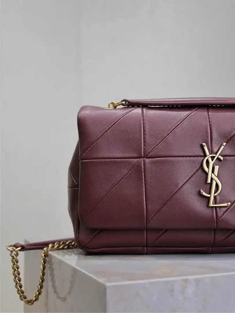 YSL 515821 Saint Laurent Lambskin Medium Jamie Bag wine Red
