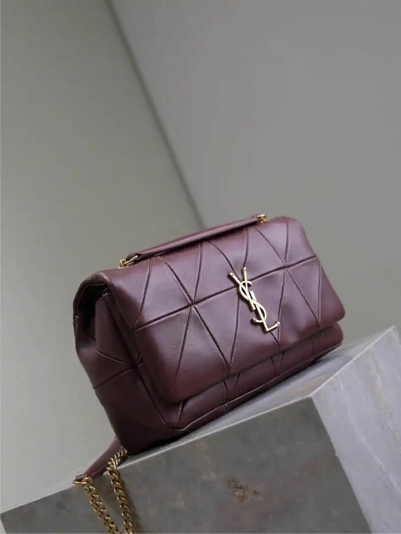 YSL 515821 Saint Laurent Lambskin Medium Jamie Bag wine Red