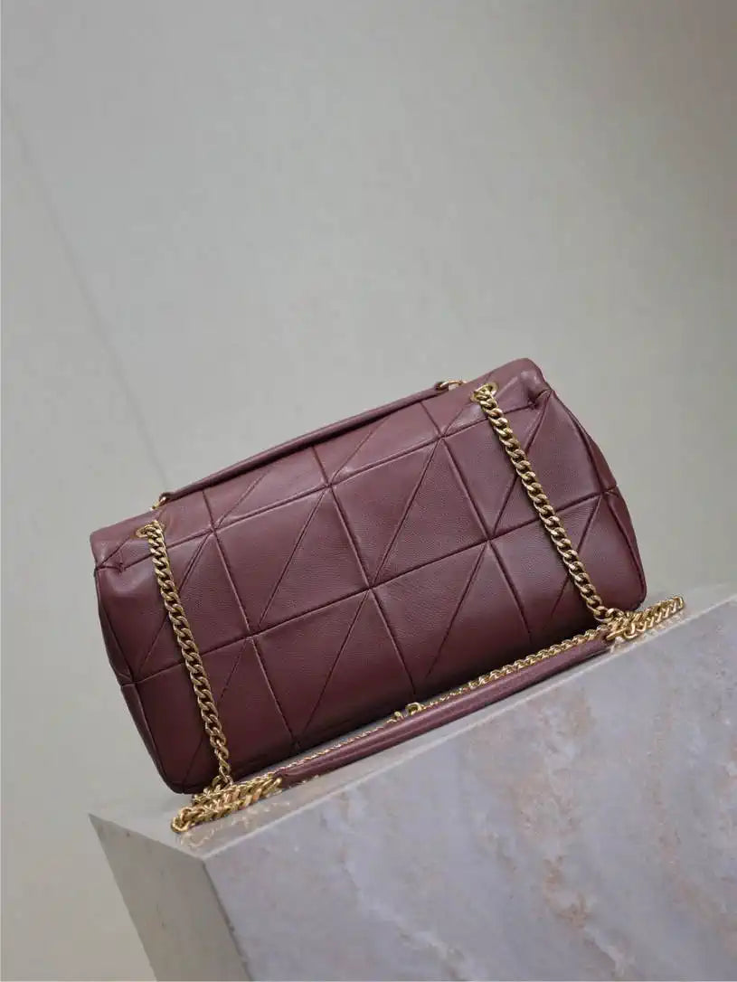 YSL 515821 Saint Laurent Lambskin Medium Jamie Bag wine Red