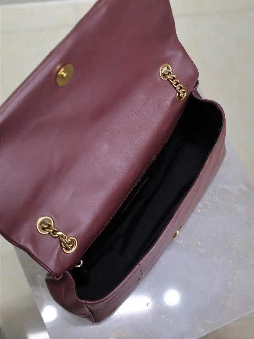 YSL 515821 Saint Laurent Lambskin Medium Jamie Bag wine Red
