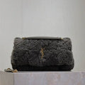 YSL 515821 Saint Laurent Shearling Medium Jamie Bag Dark Green