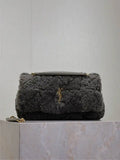 YSL 515821 Saint Laurent Shearling Medium Jamie Bag Dark Green
