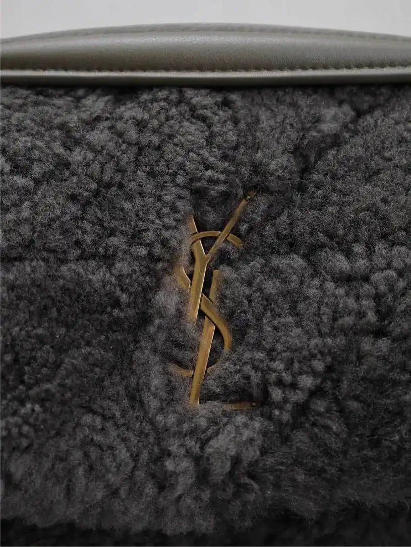 YSL 515821 Saint Laurent Shearling Medium Jamie Bag Dark Green