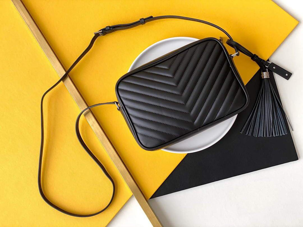 YSL 520534 Lou Camera Bag In Matelassé Leather Black Silver buckle