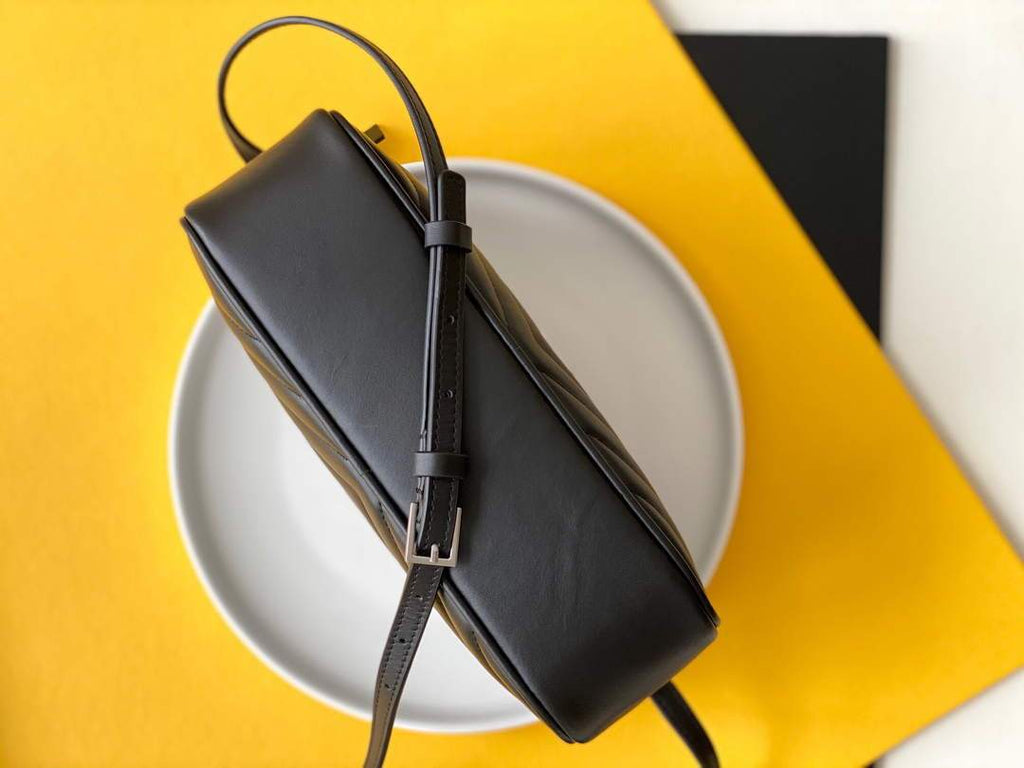 YSL 520534 Lou Camera Bag In Matelassé Leather Black Silver buckle