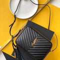 YSL 520534 Lou Camera Bag In Matelassé Leather Black Gold Buckle