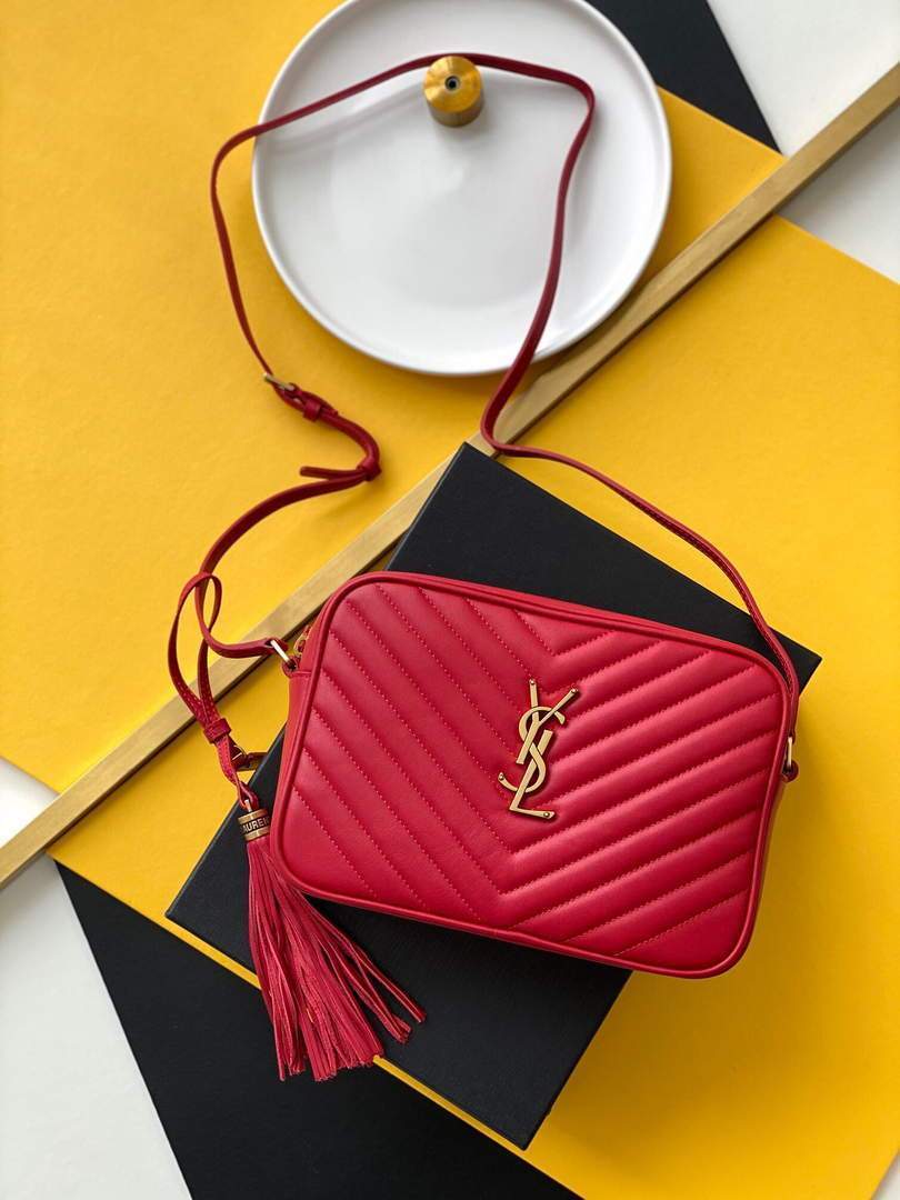 YSL 520534 Lou Camera Bag In Matelass¨¦ Leather Red