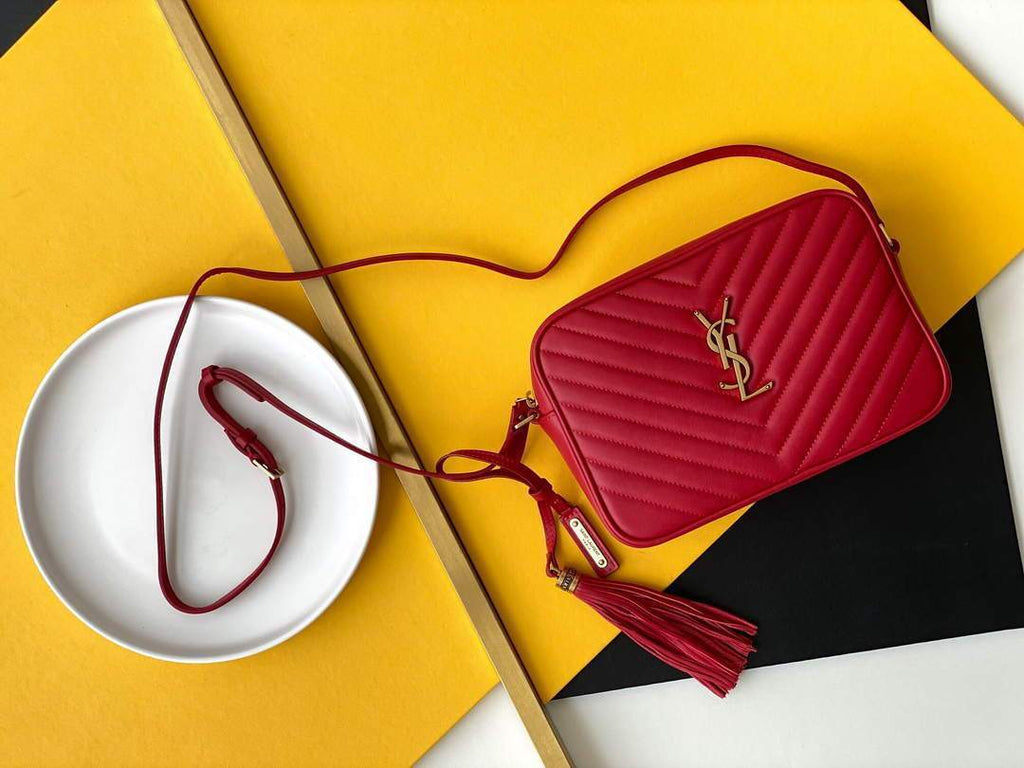 YSL 520534 Lou Camera Bag In Matelass¨¦ Leather Red