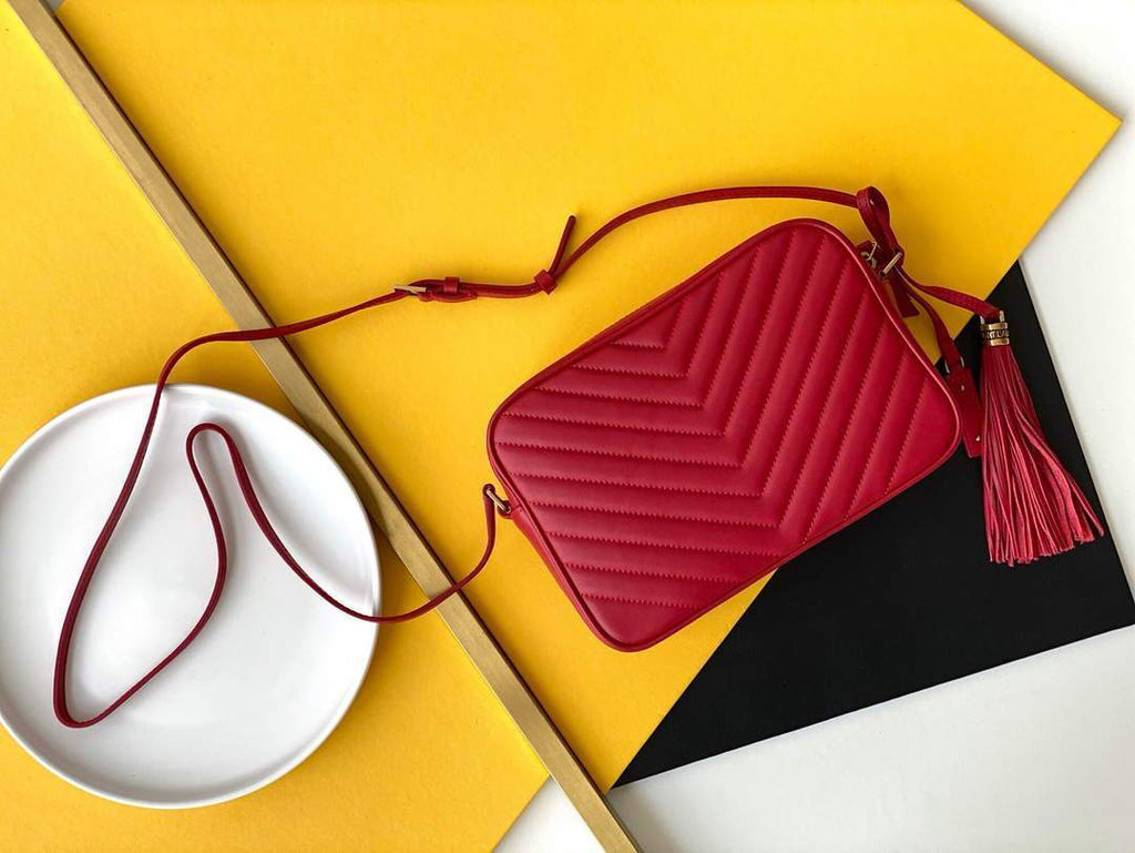 YSL 520534 Lou Camera Bag In Matelass¨¦ Leather Red