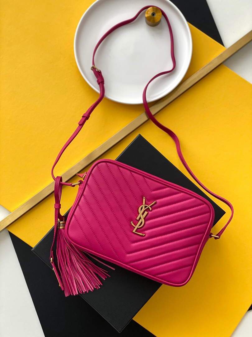 YSL 520534 Lou Camera Bag In Matelass¨¦ Leather Plum