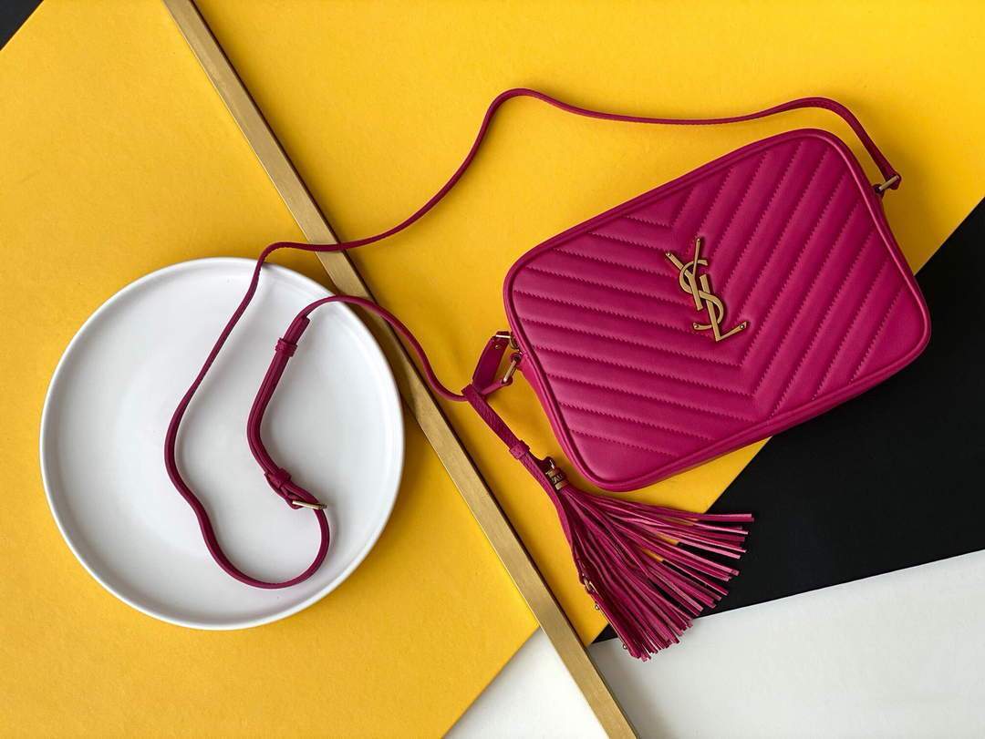 YSL 520534 Lou Camera Bag In Matelass¨¦ Leather Plum