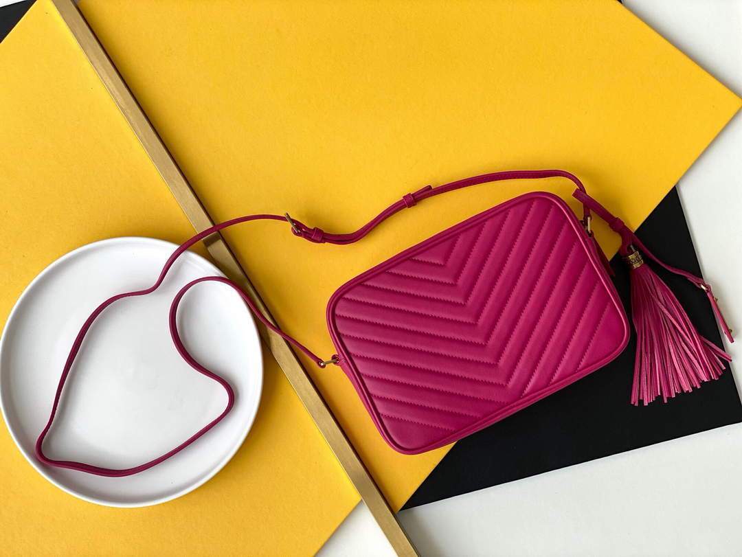 YSL 520534 Lou Camera Bag In Matelass¨¦ Leather Plum