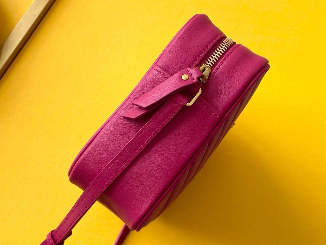 YSL 520534 Lou Camera Bag In Matelass¨¦ Leather Plum