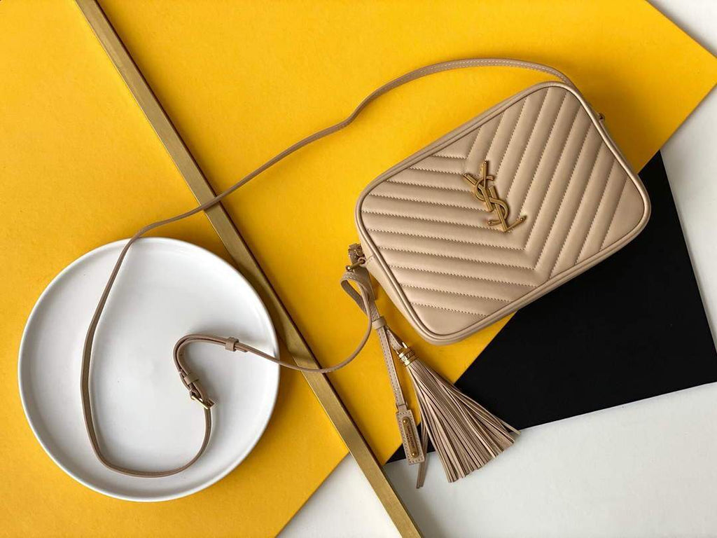 YSL 520534 Lou Camera Bag In Matelass¨¦ Leather Apricot