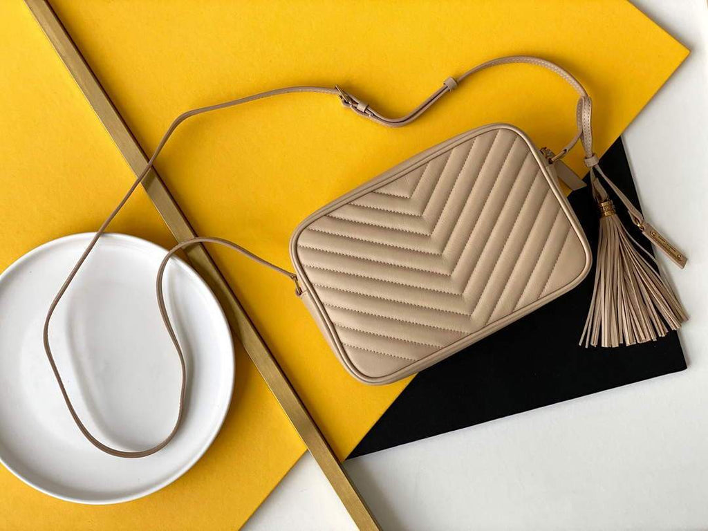 YSL 520534 Lou Camera Bag In Matelass¨¦ Leather Apricot
