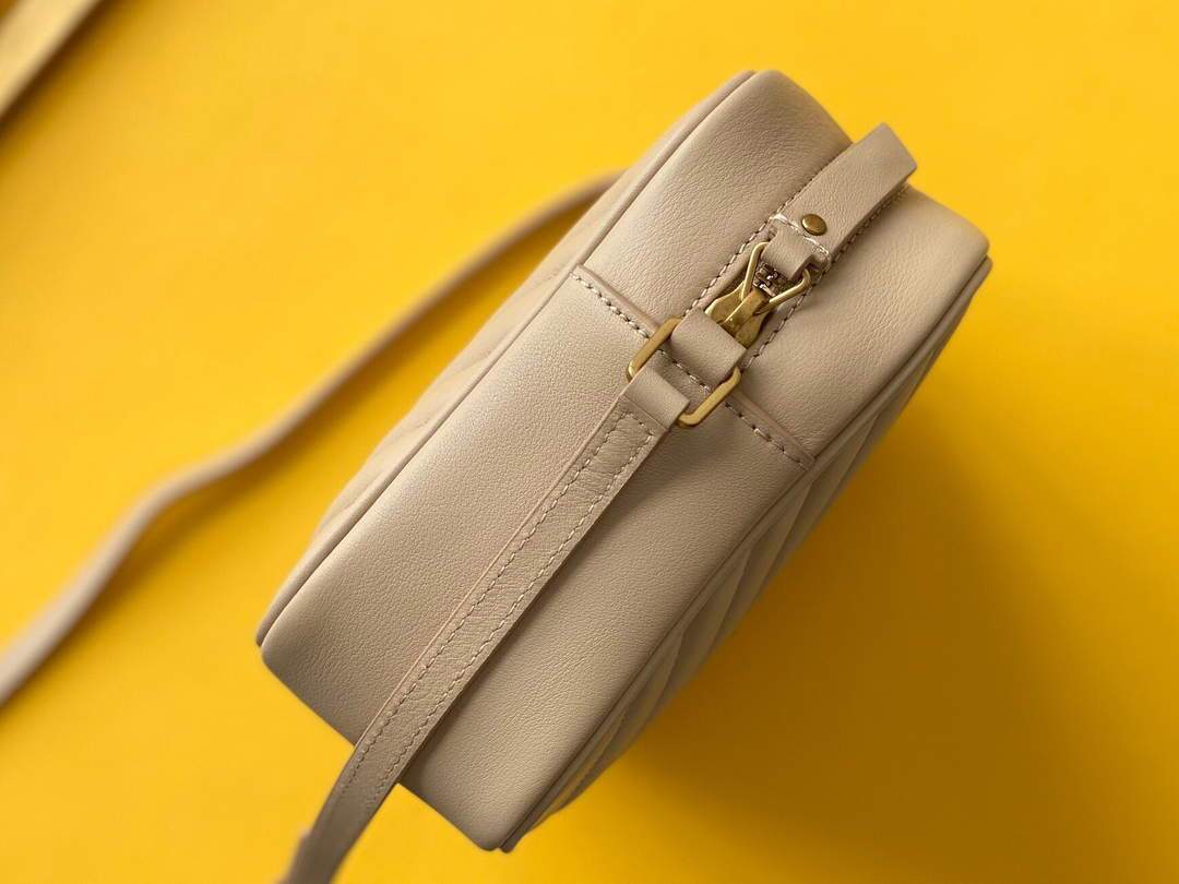 YSL 520534 Lou Camera Bag In Matelass¨¦ Leather Apricot