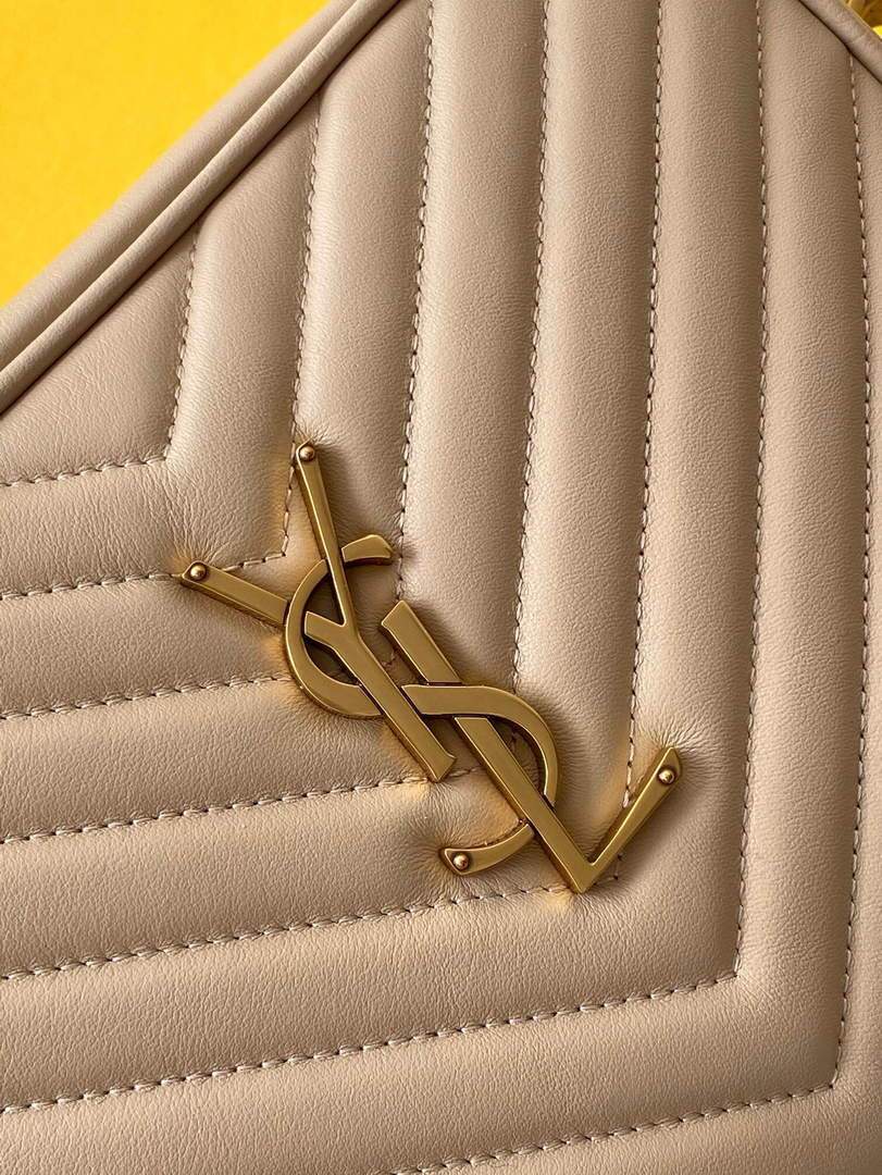 YSL 520534 Lou Camera Bag In Matelass¨¦ Leather Apricot