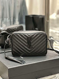 YSL 520534 Lou Camera Bag In Matelass¨¦ Leather Black with Black Logo